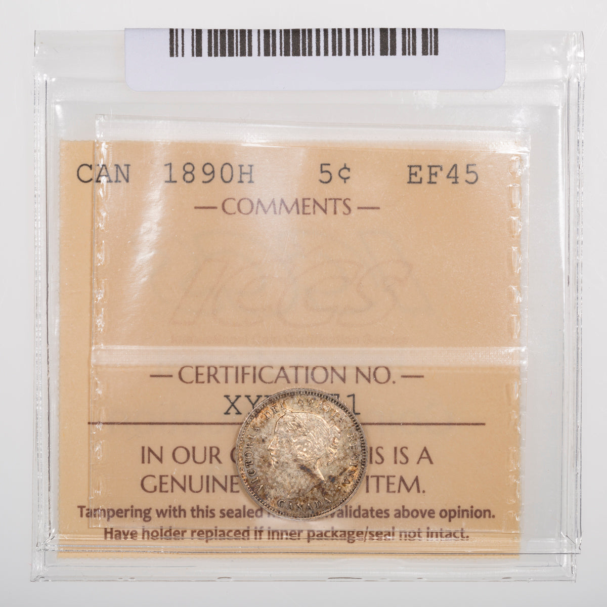 5 Cent 1890H ICCS EF-45