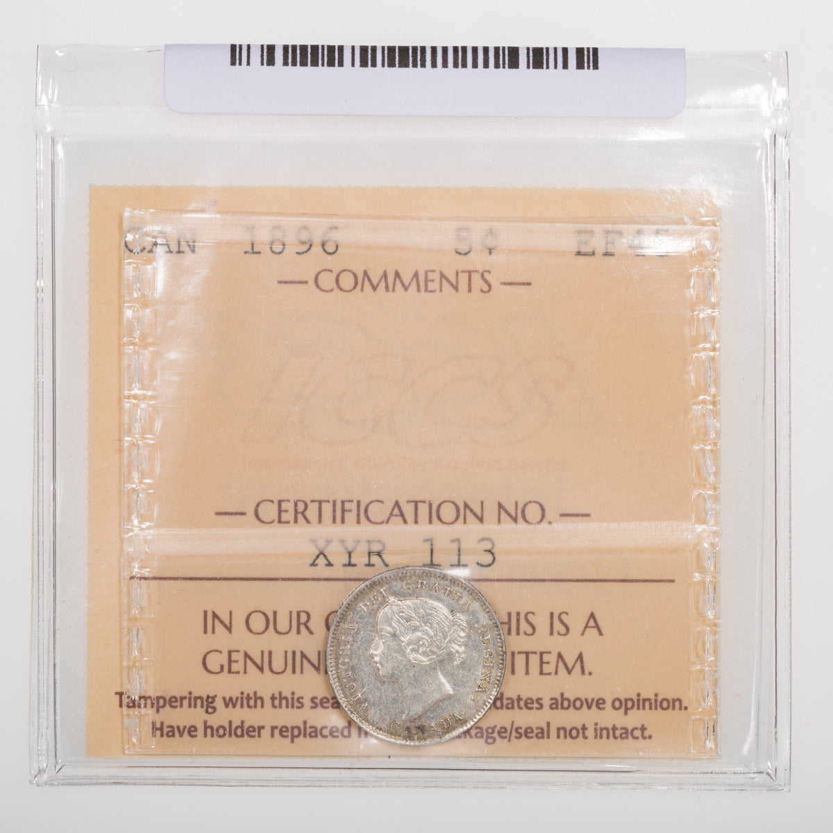 5 Cent 1896 ICCS EF-45