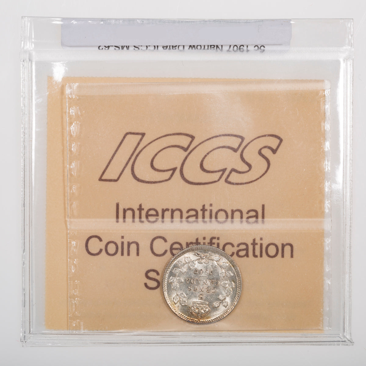 5 Cent 1907 Narrow Date ICCS MS-62