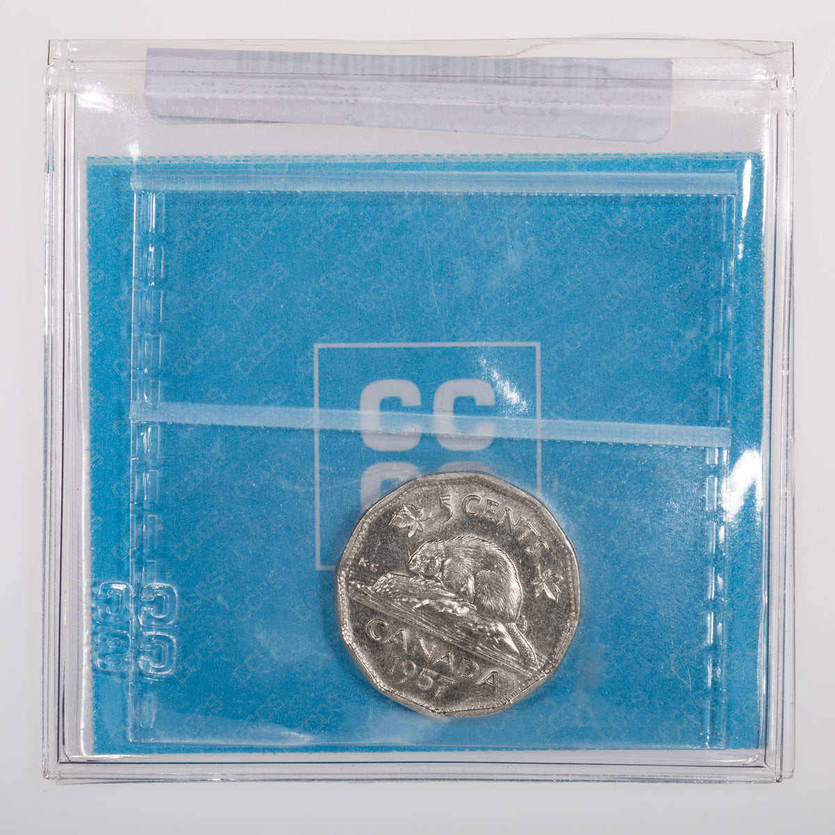 5 Cent 1957 Bug Tail CCCS MS-60