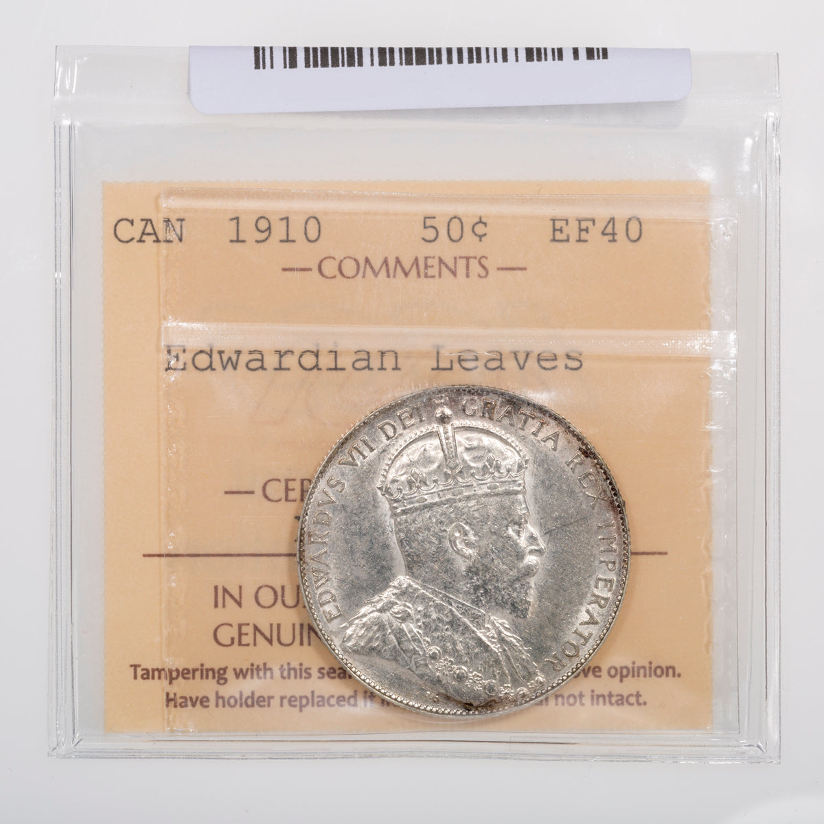 50 Cent 1910 Edwardian Leaves ICCS EF-40