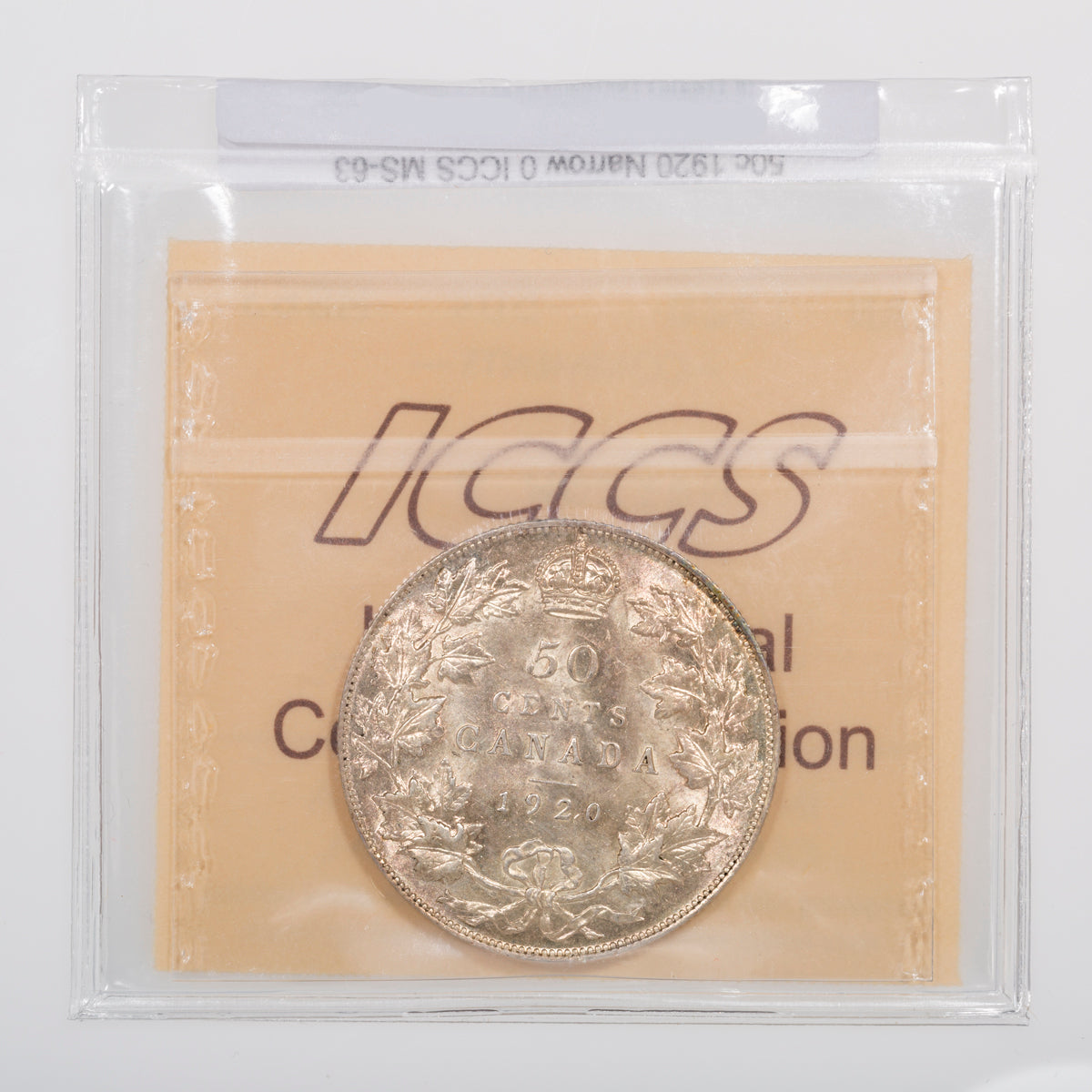 50 Cent 1920 Narrow 0 ICCS MS-63