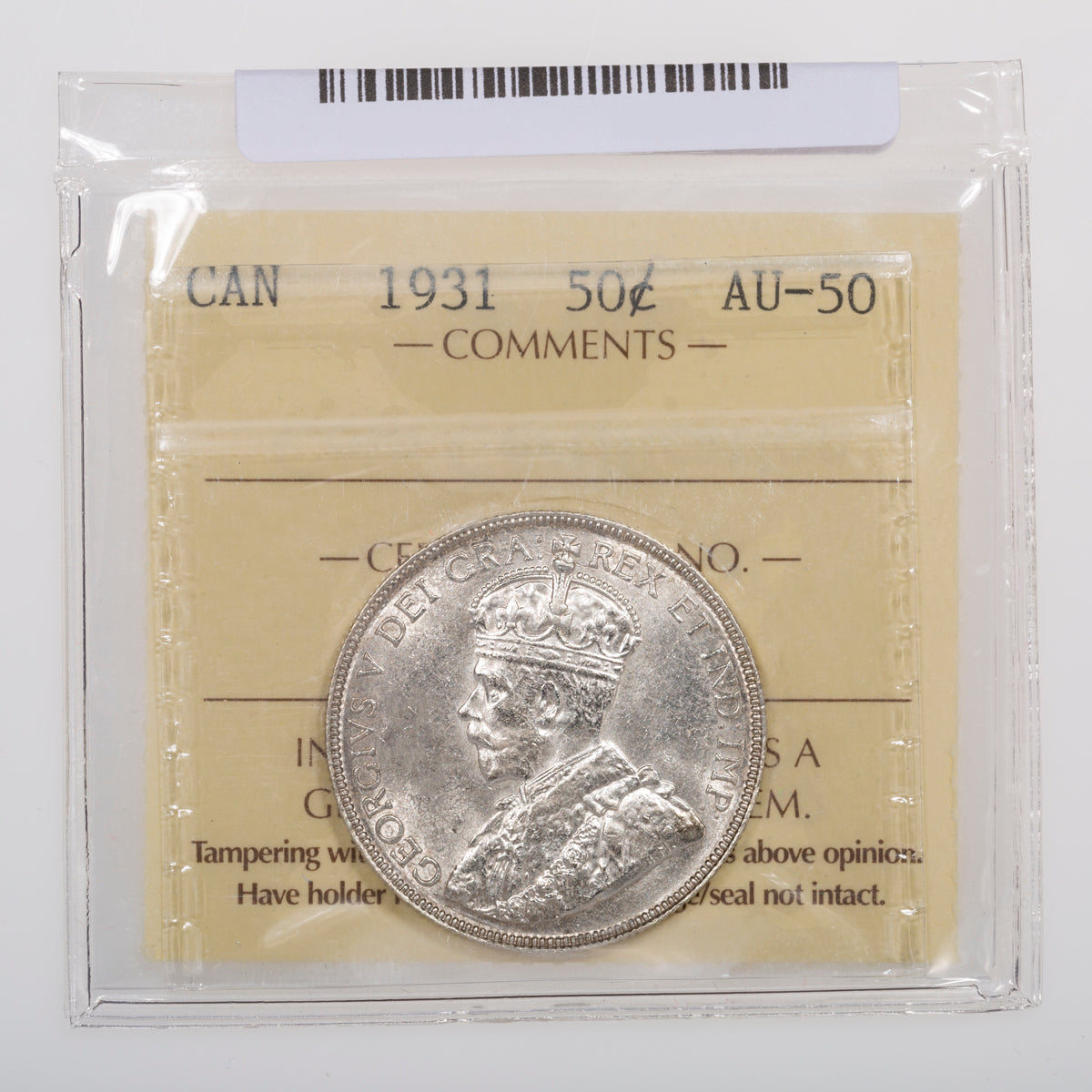 50 Cent 1931 ICCS AU-50