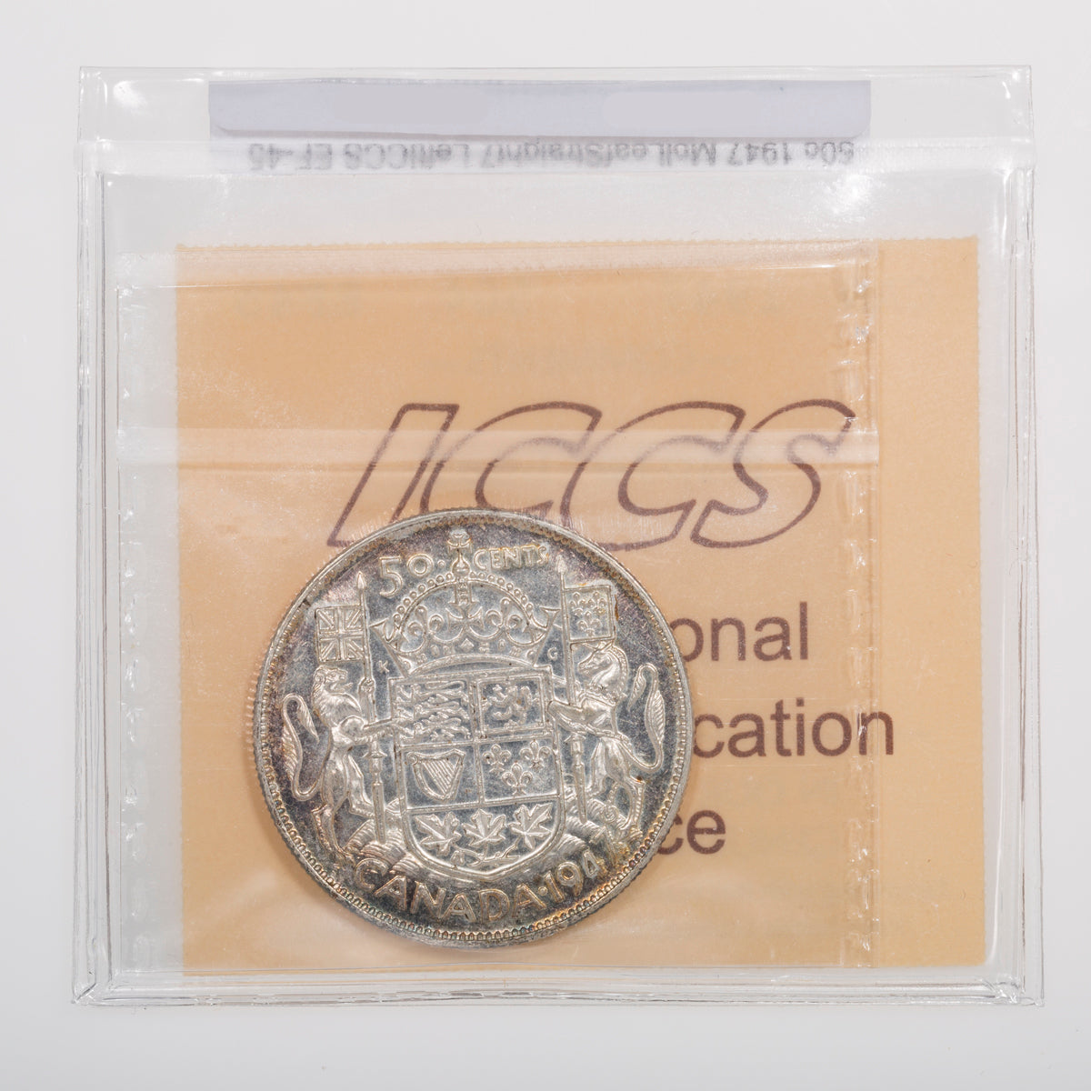 50 Cent 1947 Maple Leaf Straight 7 Left ICCS EF-45