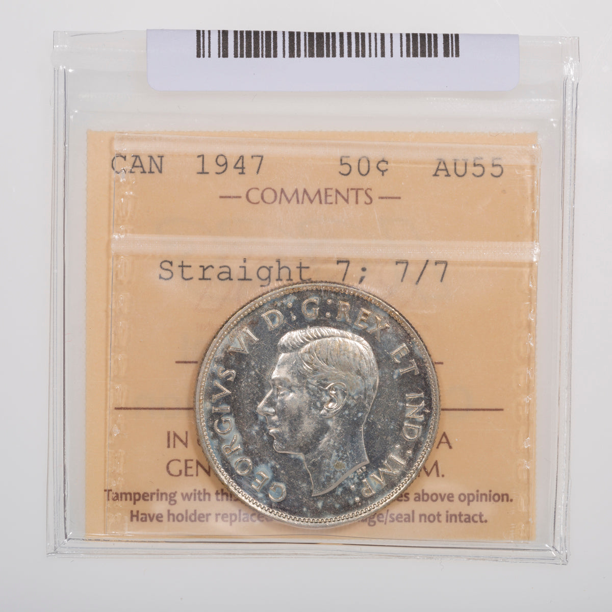 50 Cent 1947 Straight 7 7/7 ICCS AU-55