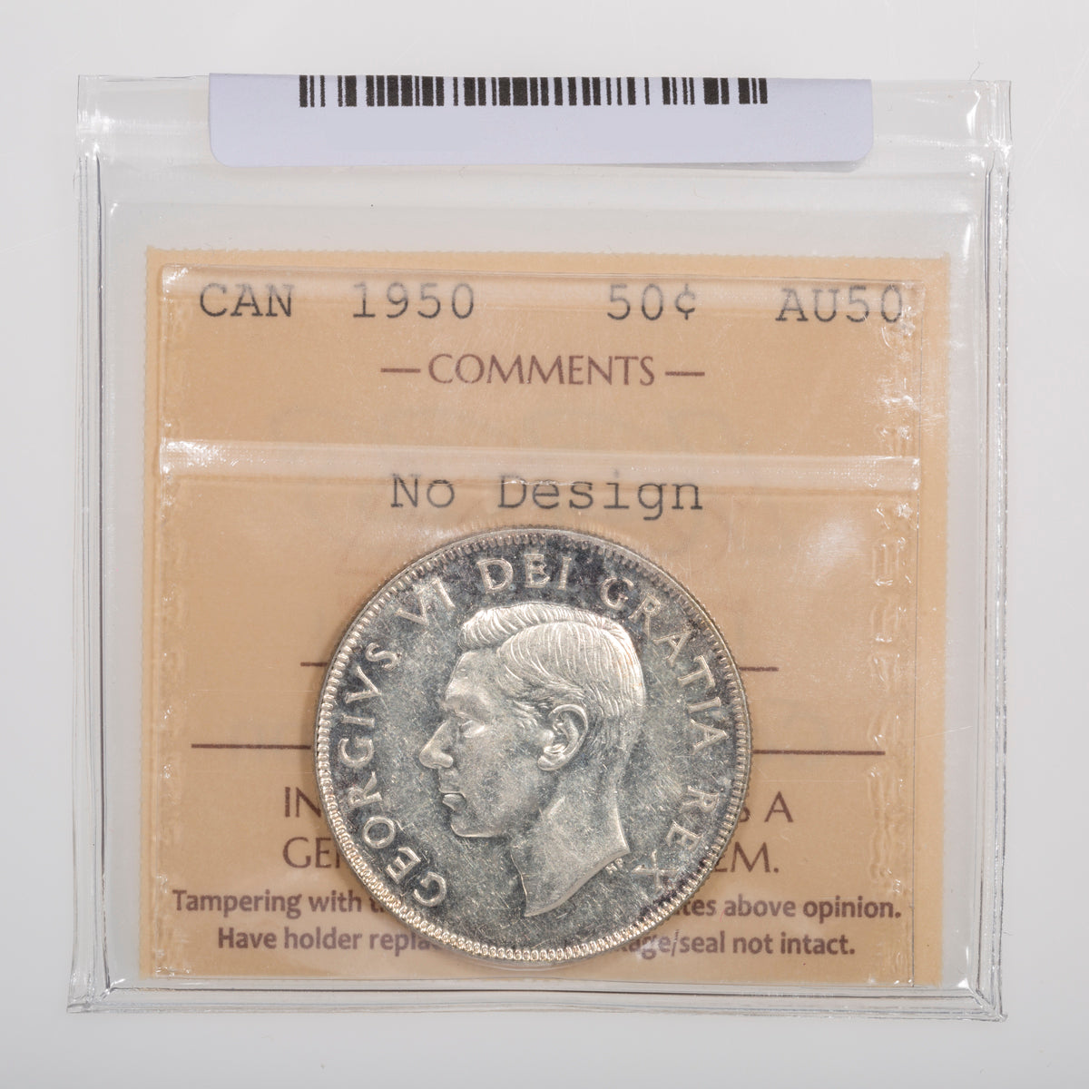 50 Cent 1950 No Design ICCS AU-50