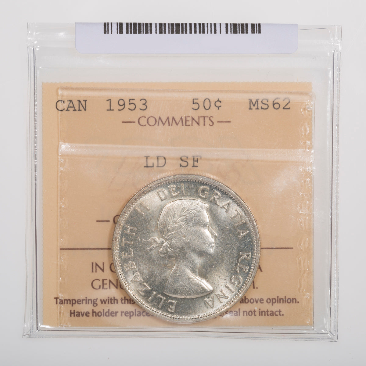 50 Cent 1953 LD SF ICCS MS-62