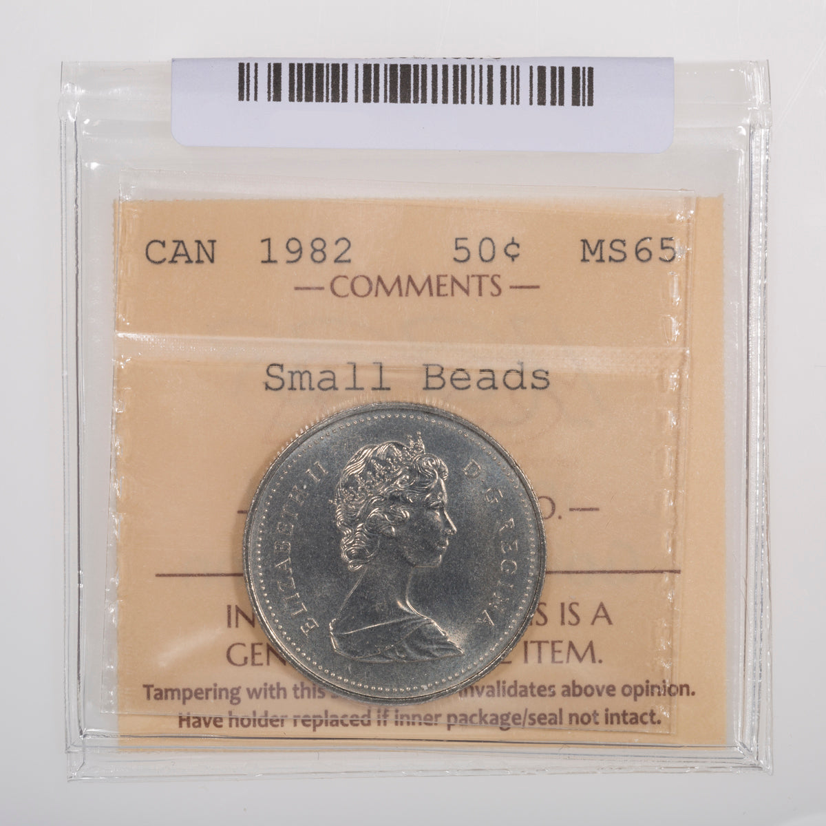 50 Cent 1982 Small Beads ICCS MS-65