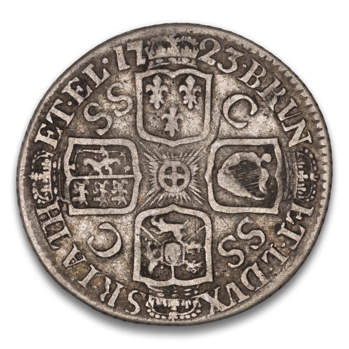 Great Britain Silver 1 Shilling 1723 Fr Arms