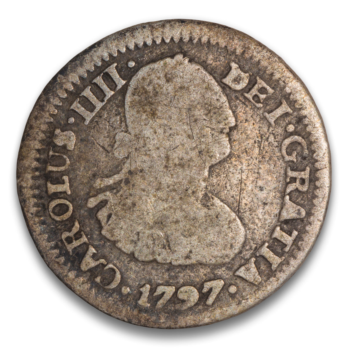 Spanish Mexico Silver 1/2 Real 1797 FM