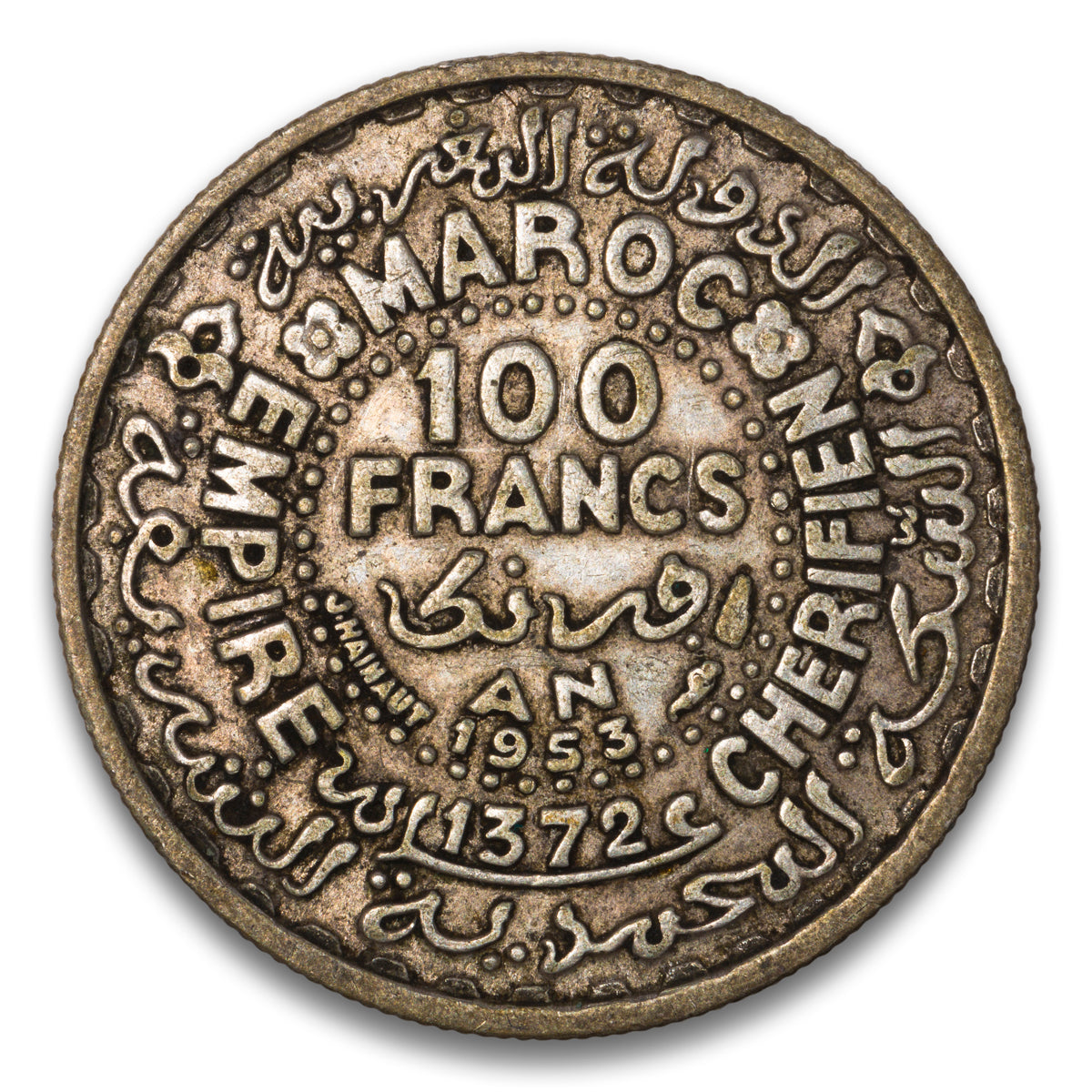 Morocco Silver 100 Francs 1953