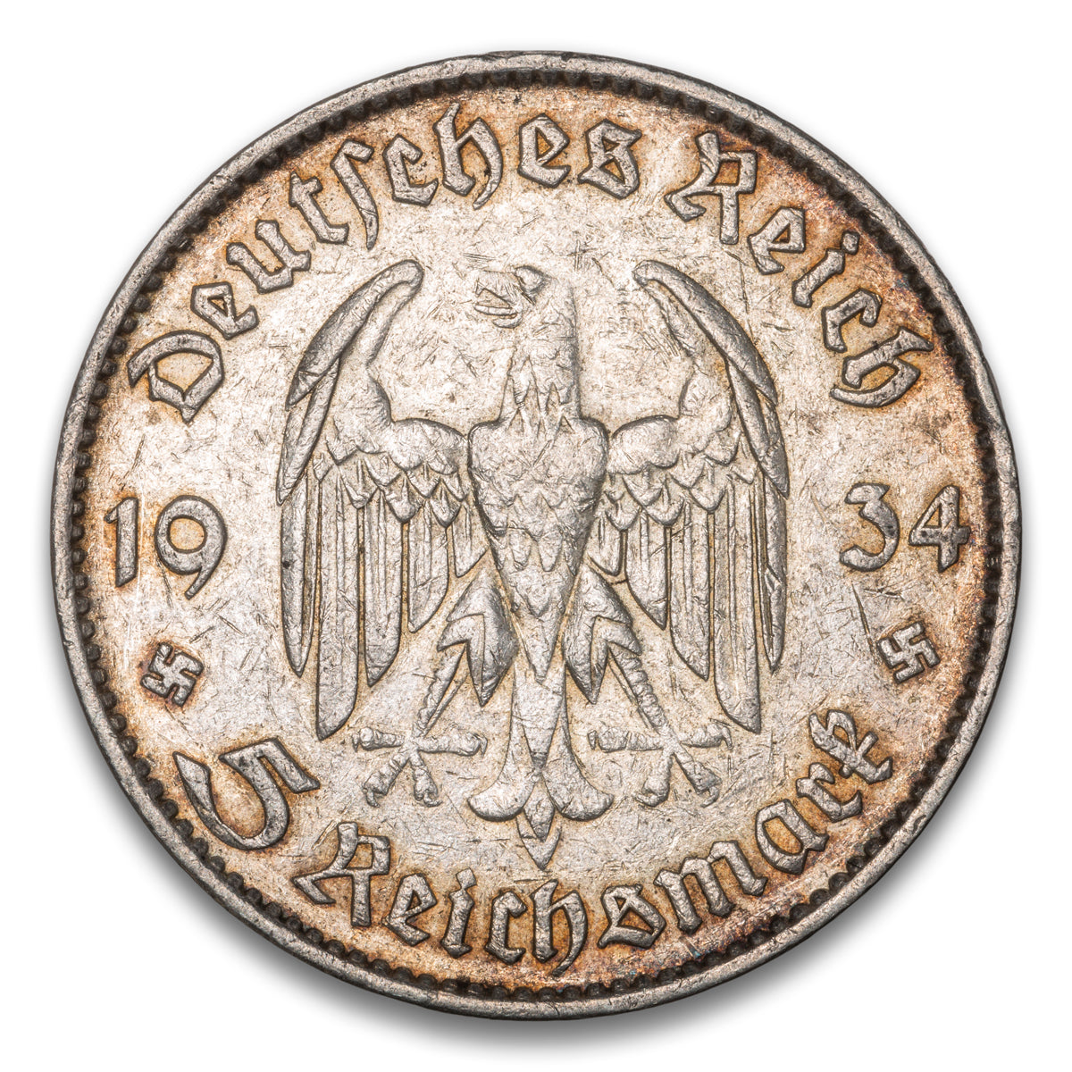 Germany Silver 5 Reichsmark 1934 F