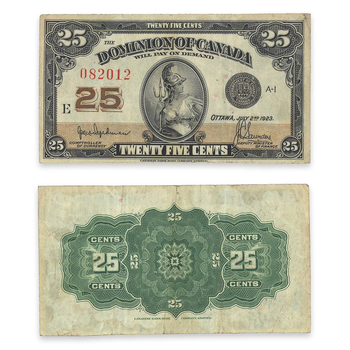 25 Cent 1923 DC-24b Hyndman-Saunders VF-30