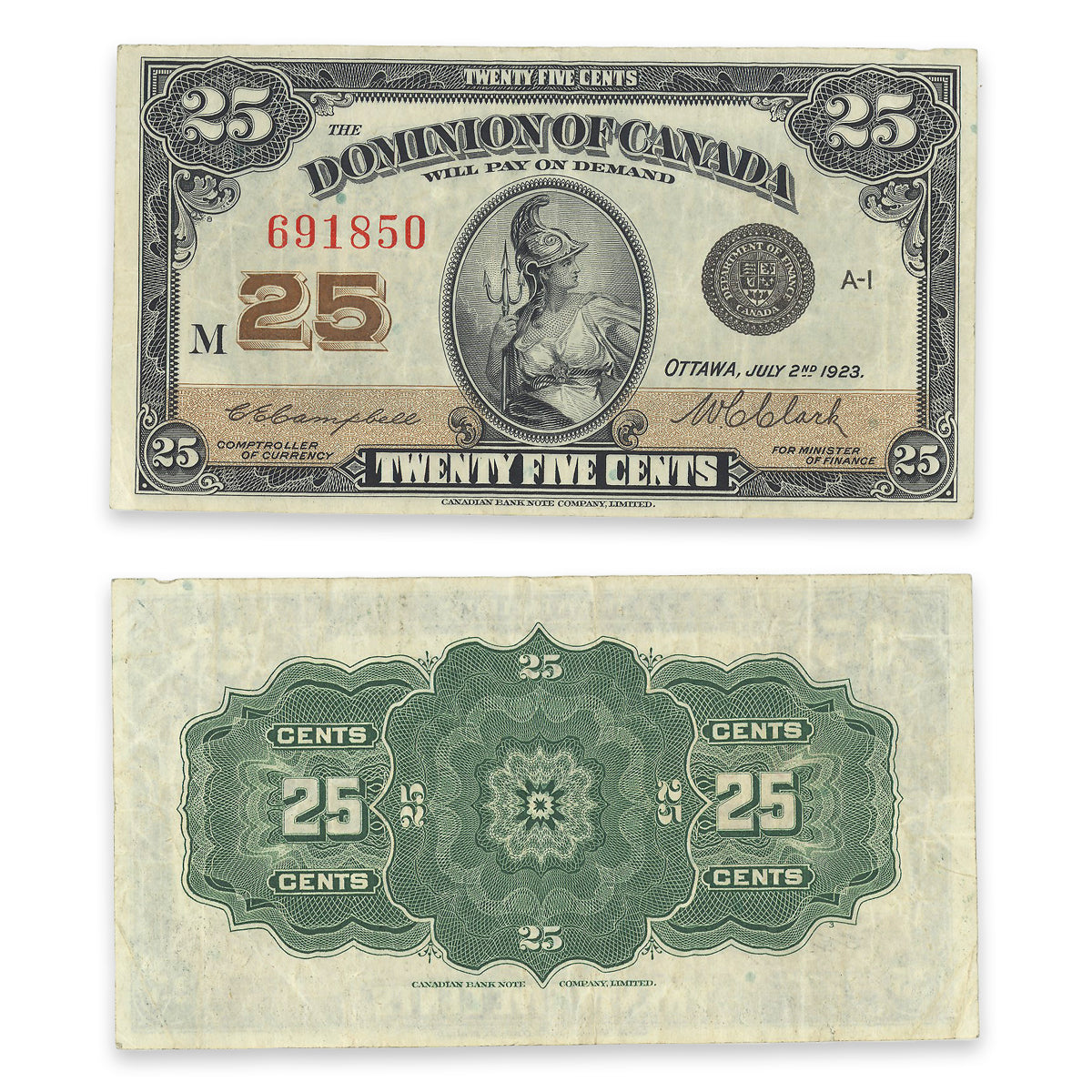 25 Cent 1923 DC-24d Campbell-Clark EF-40