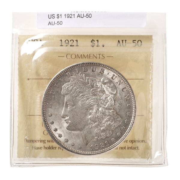 US 1 Dollar 1921 ICCS AU-50