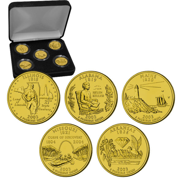 2003 US 25 Cent Gold Edition State Quarter Collection