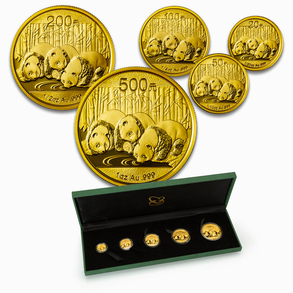 2013 Gold Panda 5 Coin Set