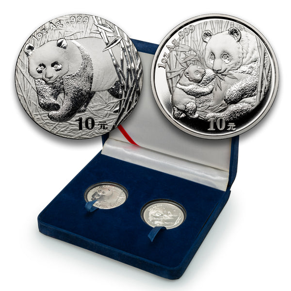 2002, 2005 Chinese Silver Panda Set