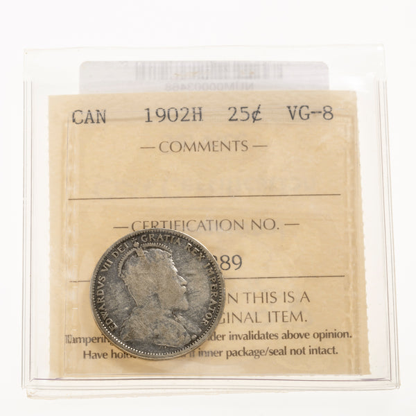 25 Cent 1902H ICCS VG-8