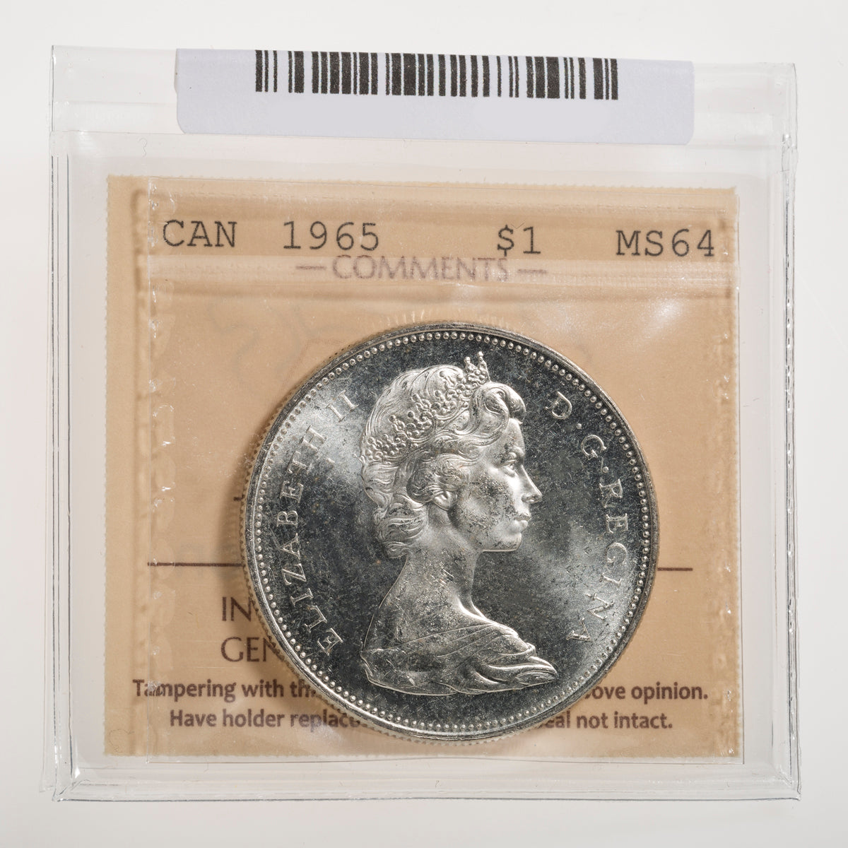 $1 1965 MB P5 ICCS MS-65