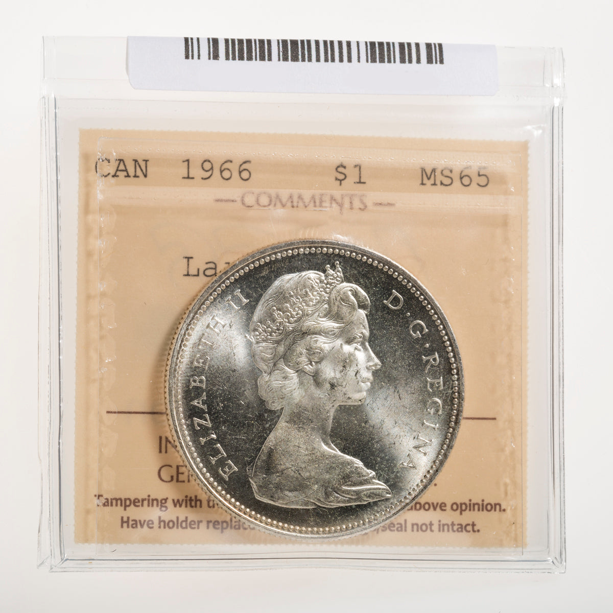 $1 1966 Large Beads ICCS MS-65