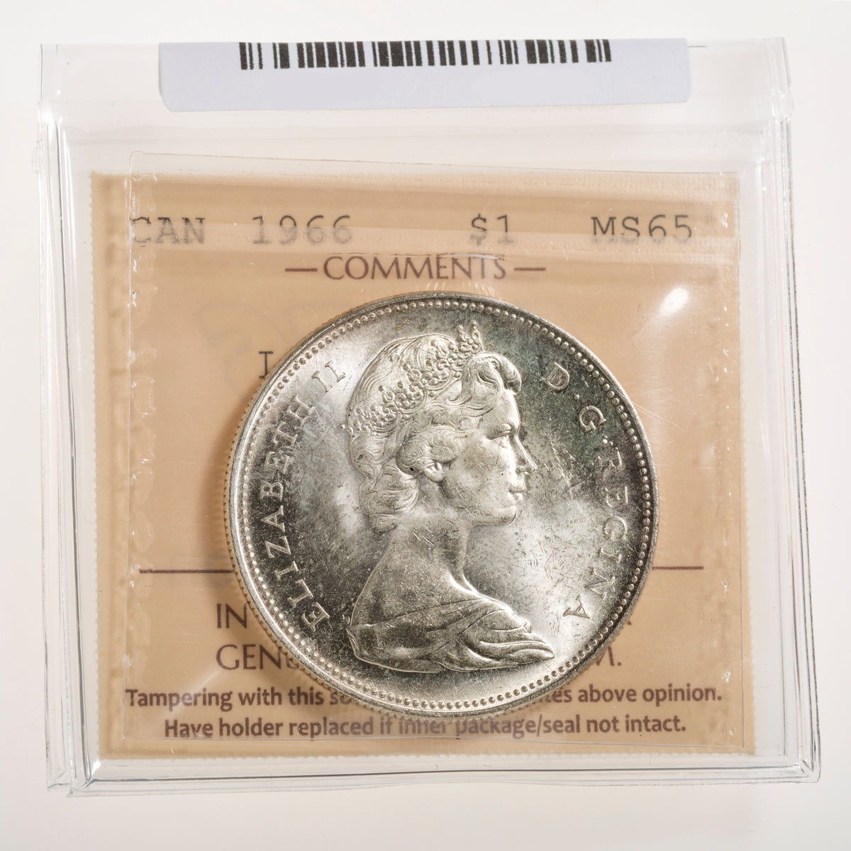 $1 1966 Large Beads ICCS MS-65