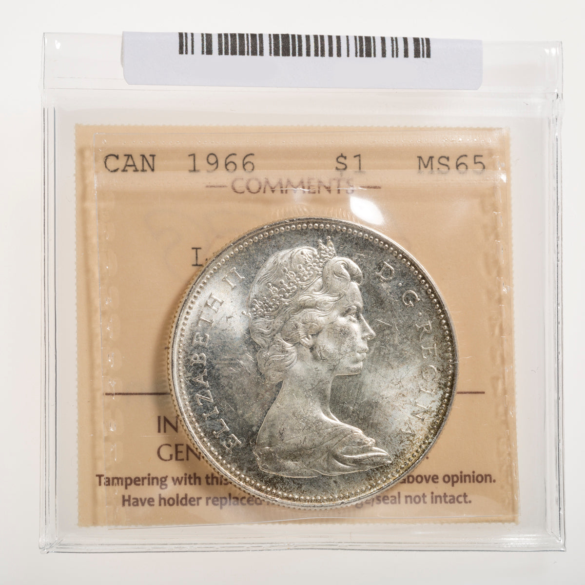 $1 1966 Large Beads ICCS MS-65