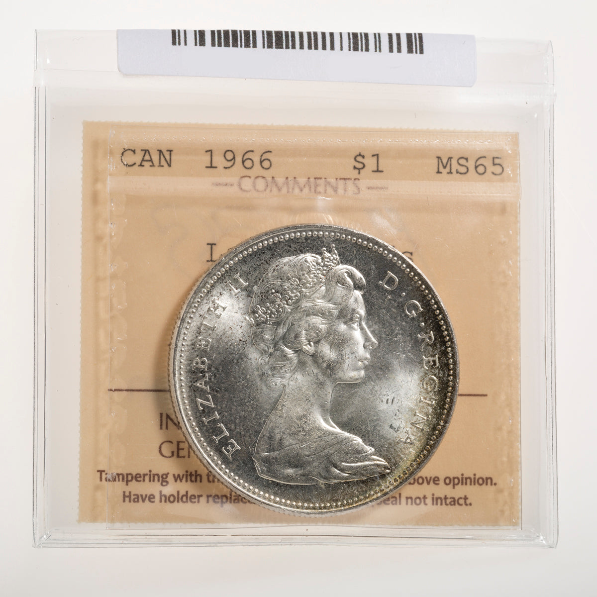 $1 1966 Large Beads ICCS MS-65