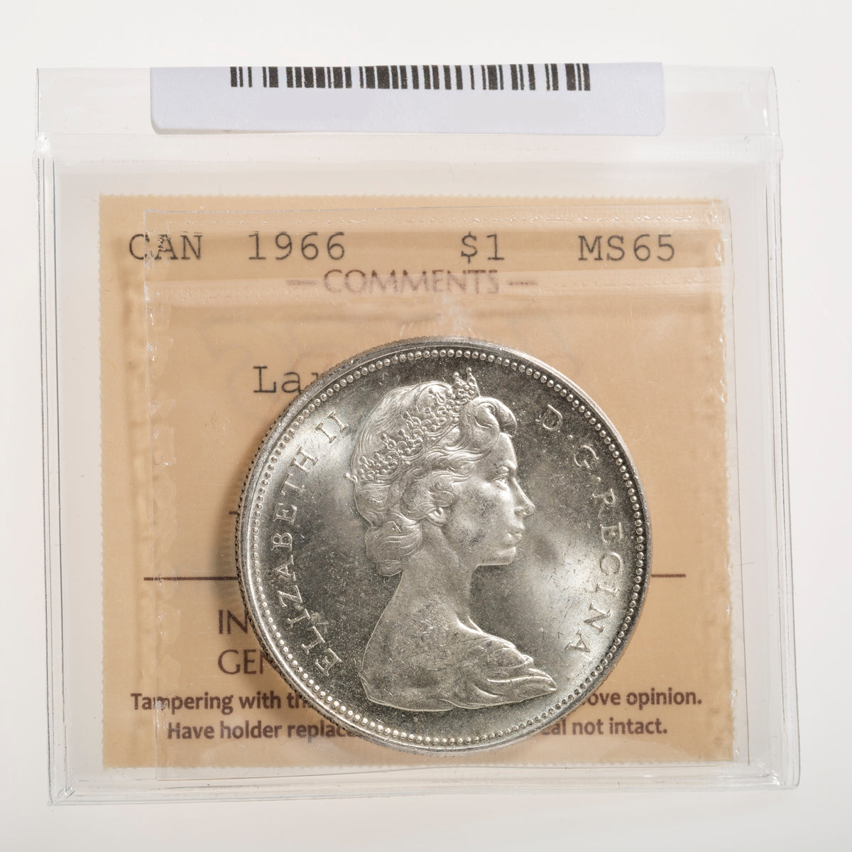 $1 1966 Large Beads ICCS MS-65