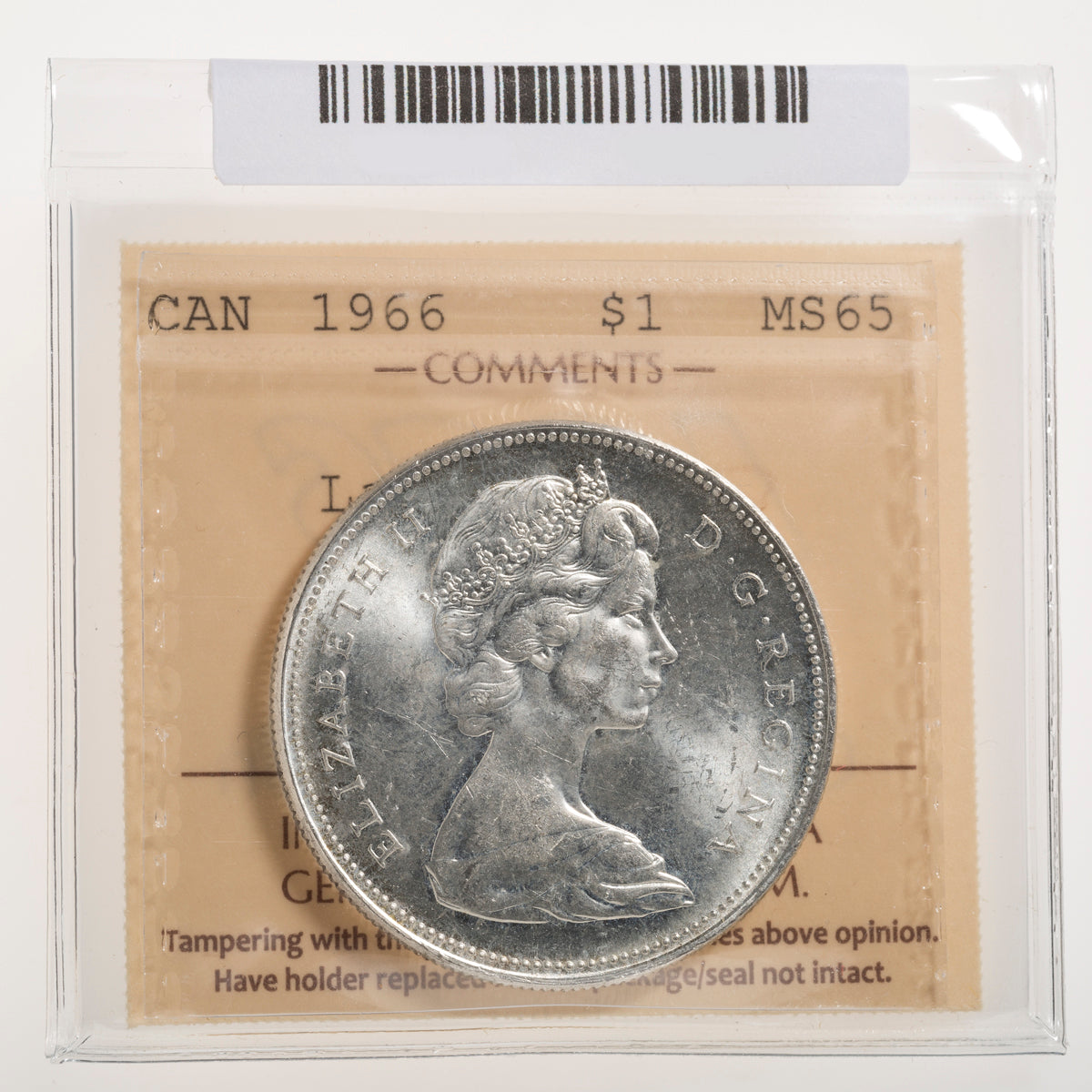 $1 1966 Large Beads ICCS MS-65