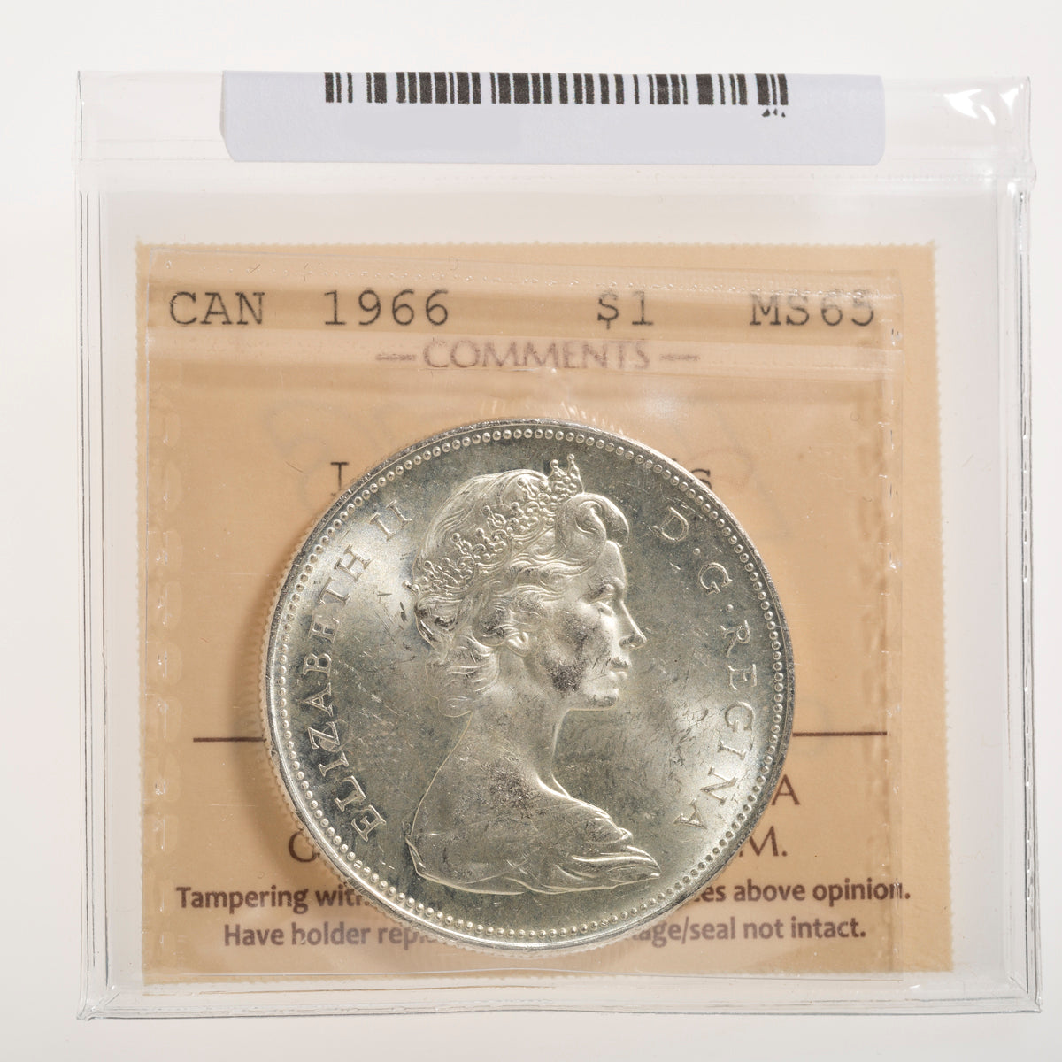 $1 1966 Large Beads ICCS MS-65