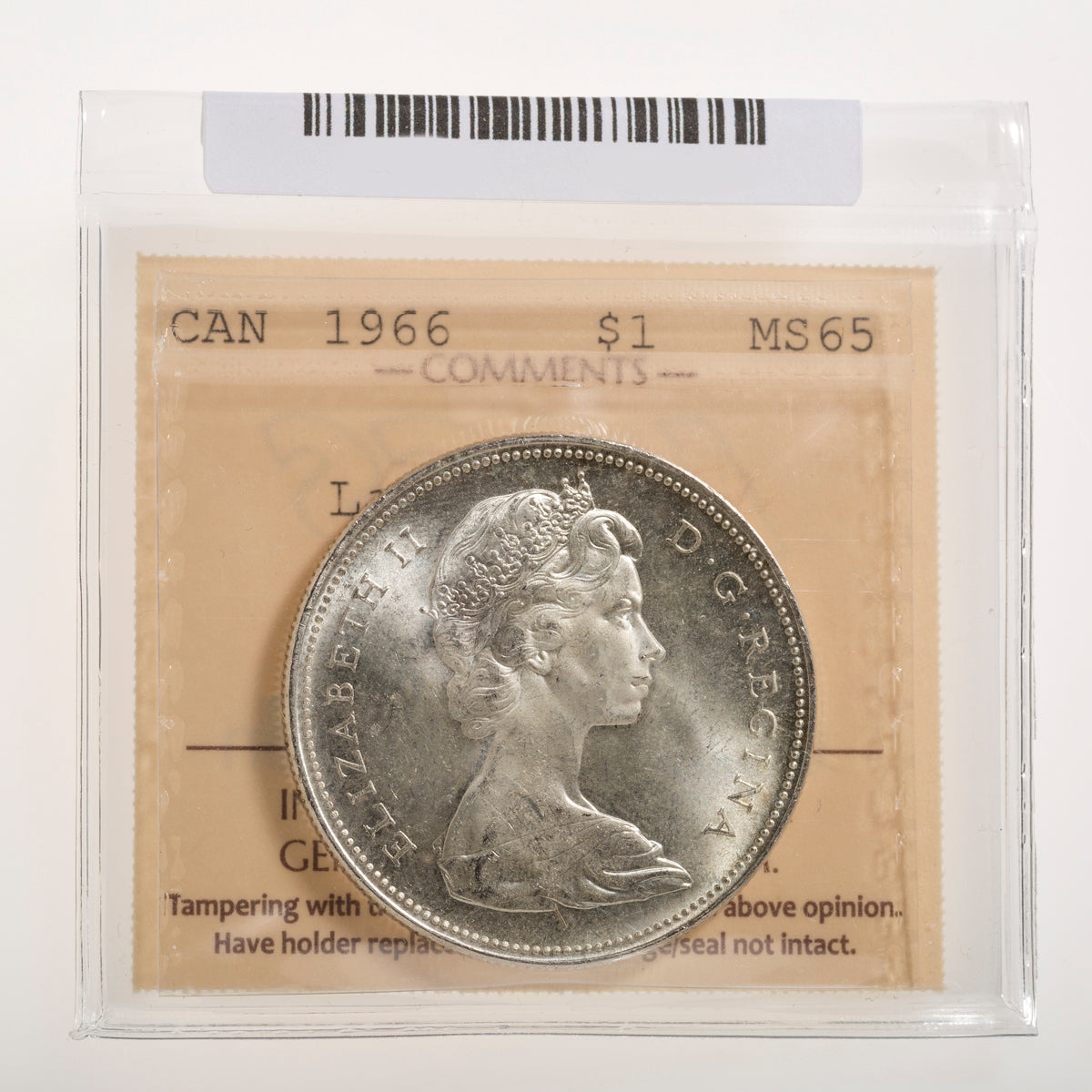 $1 1966 Large Beads ICCS MS-65