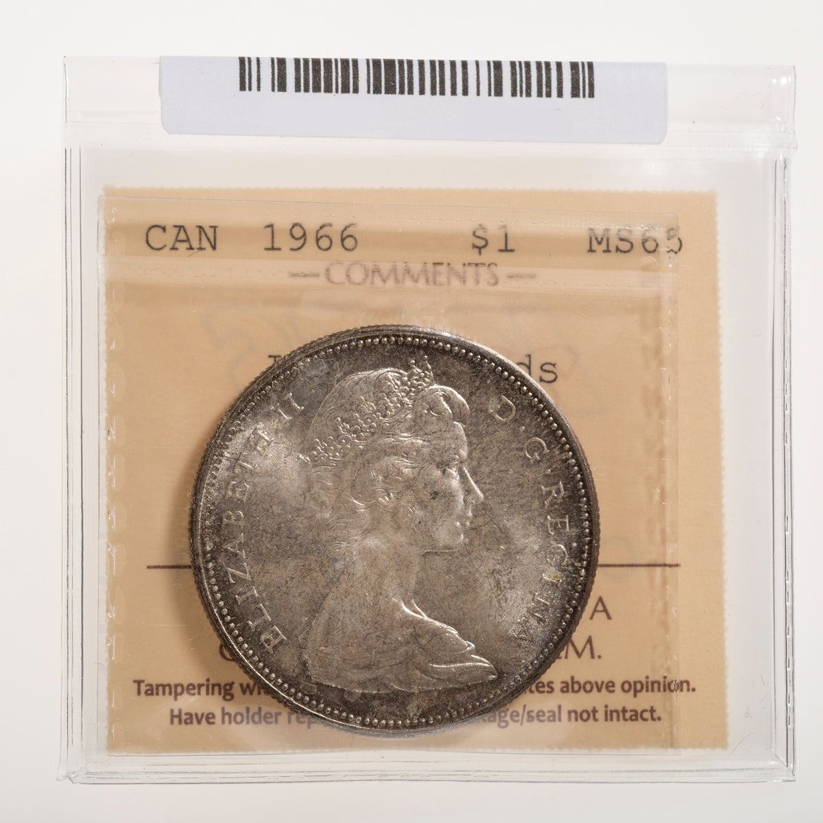 $1 1966 Large Beads ICCS MS-65