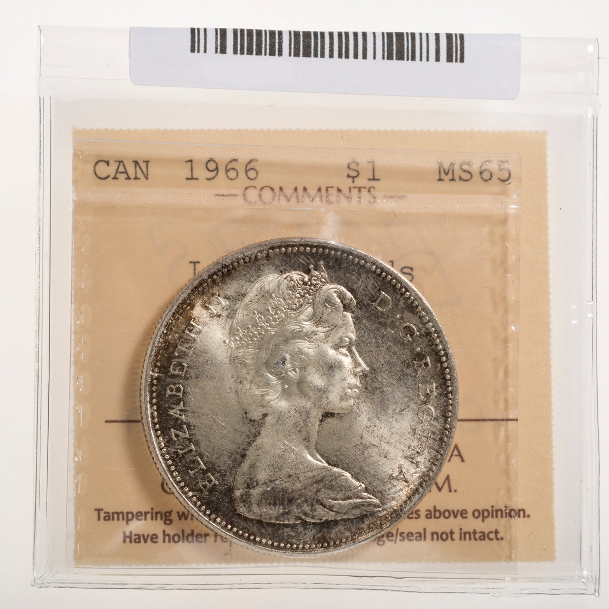 $1 1966 Large Beads ICCS MS-65