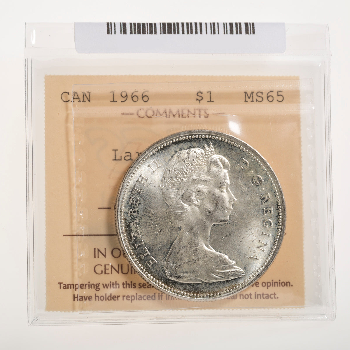 $1 1966 Large Beads ICCS MS-65