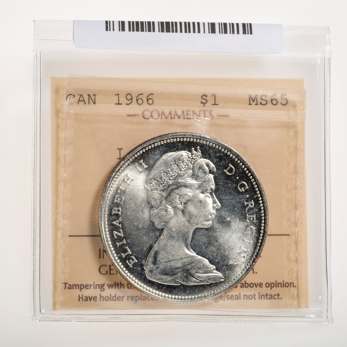 $1 1966 Large Beads ICCS MS-65