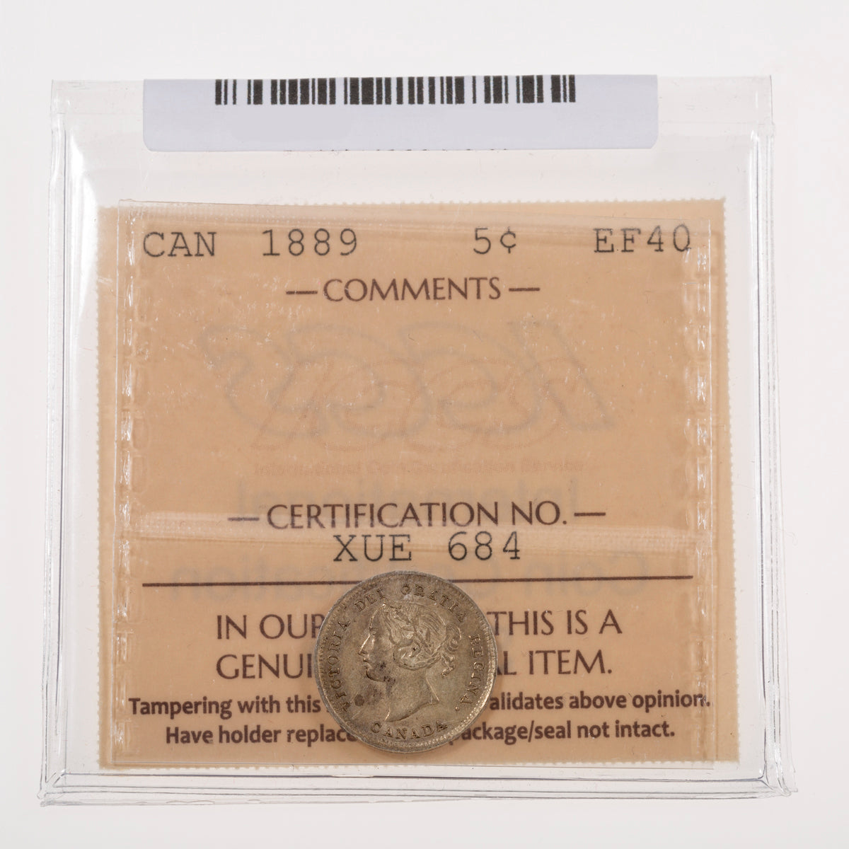 5 Cent 1889 ICCS EF-40