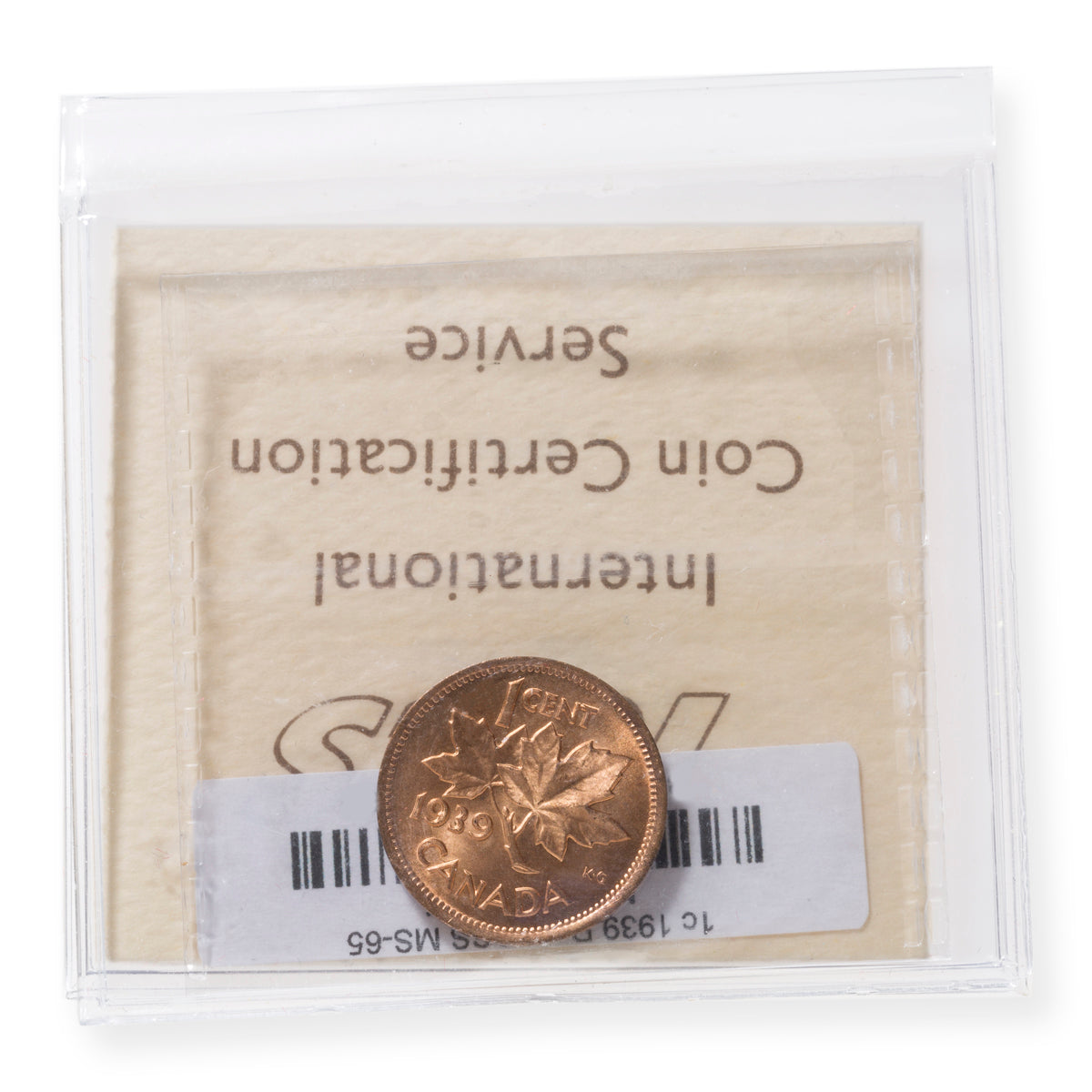 1 Cent 1939 Red ICCS MS-65