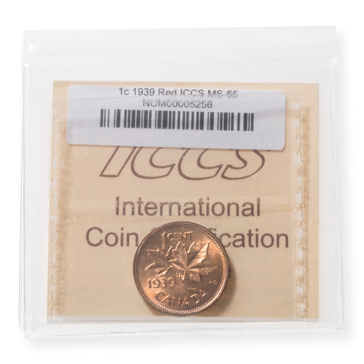 1 Cent 1939 Red ICCS MS-65