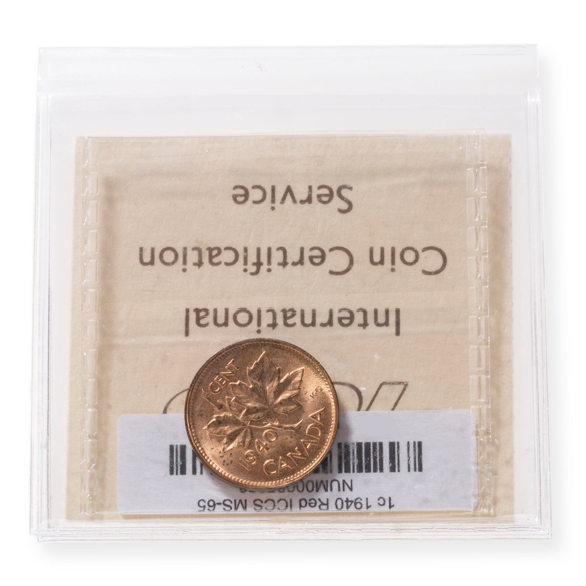 1 Cent 1940 Red ICCS MS-65