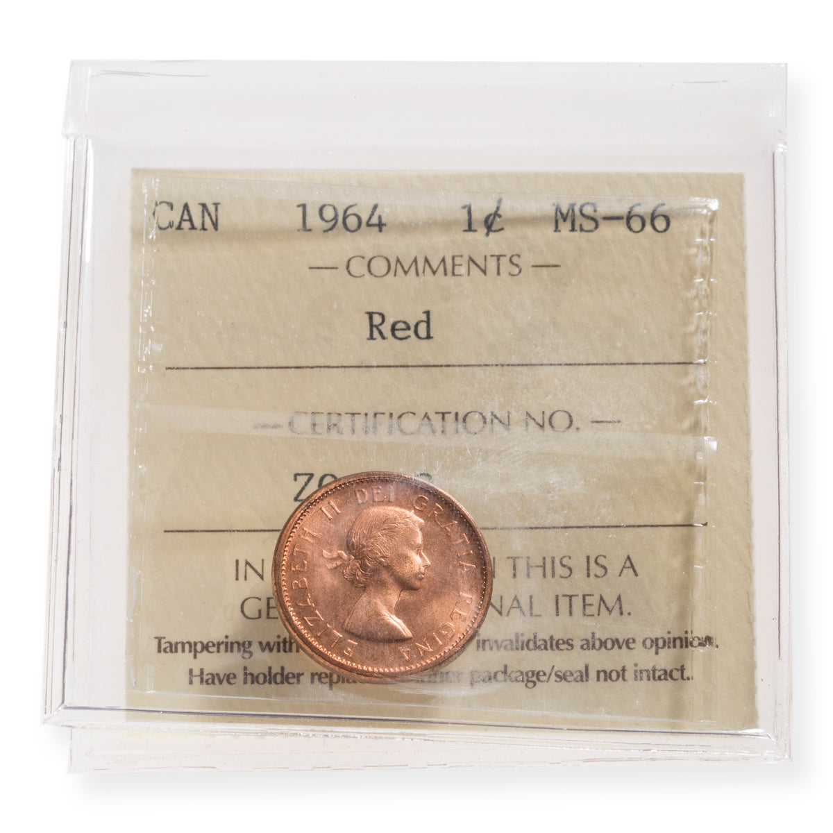 1 Cent 1964 Red ICCS MS-66