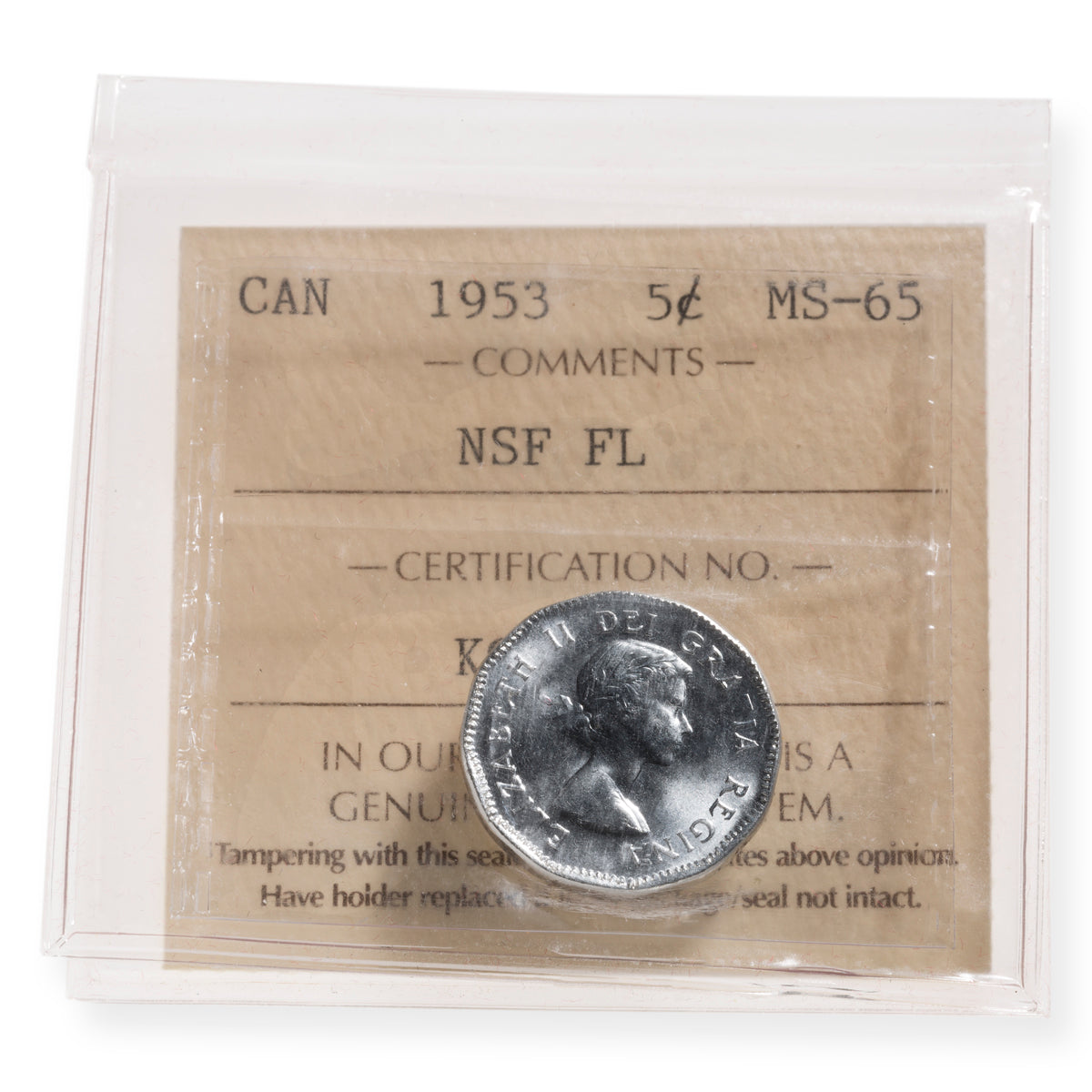 5 Cent 1953 NSF FL ICCS MS-65