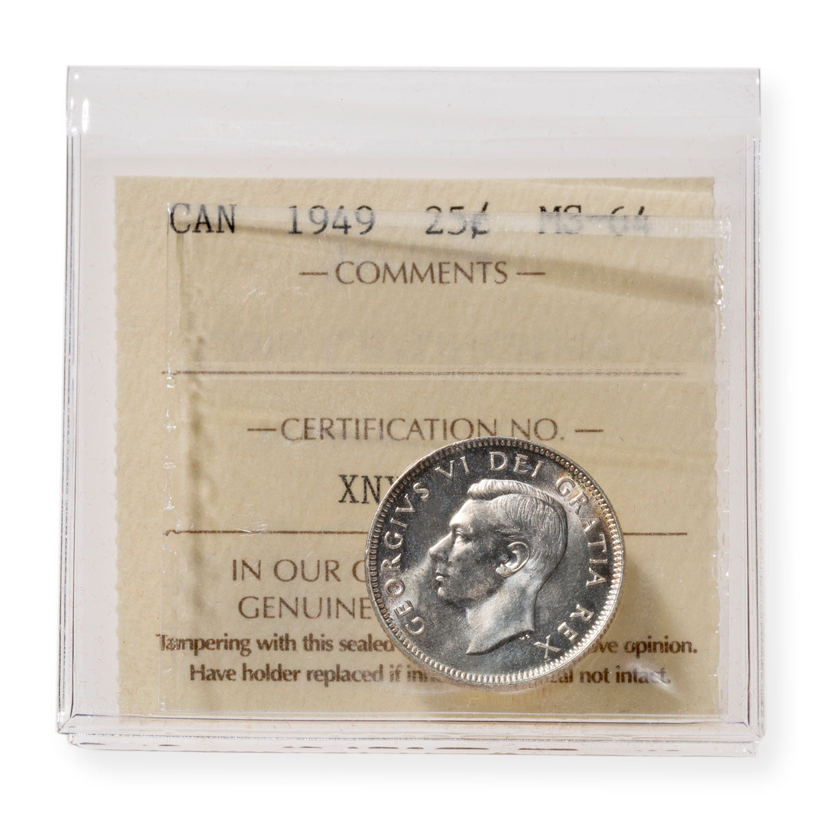 25 Cent 1949 ICCS MS-64