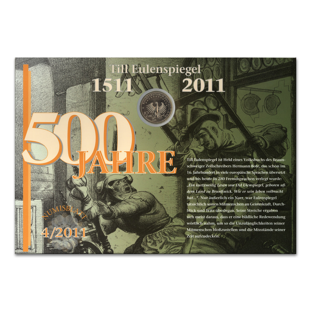 2011 10 Euros Till Eulenspiegel: Commemorative Coin and Stamps