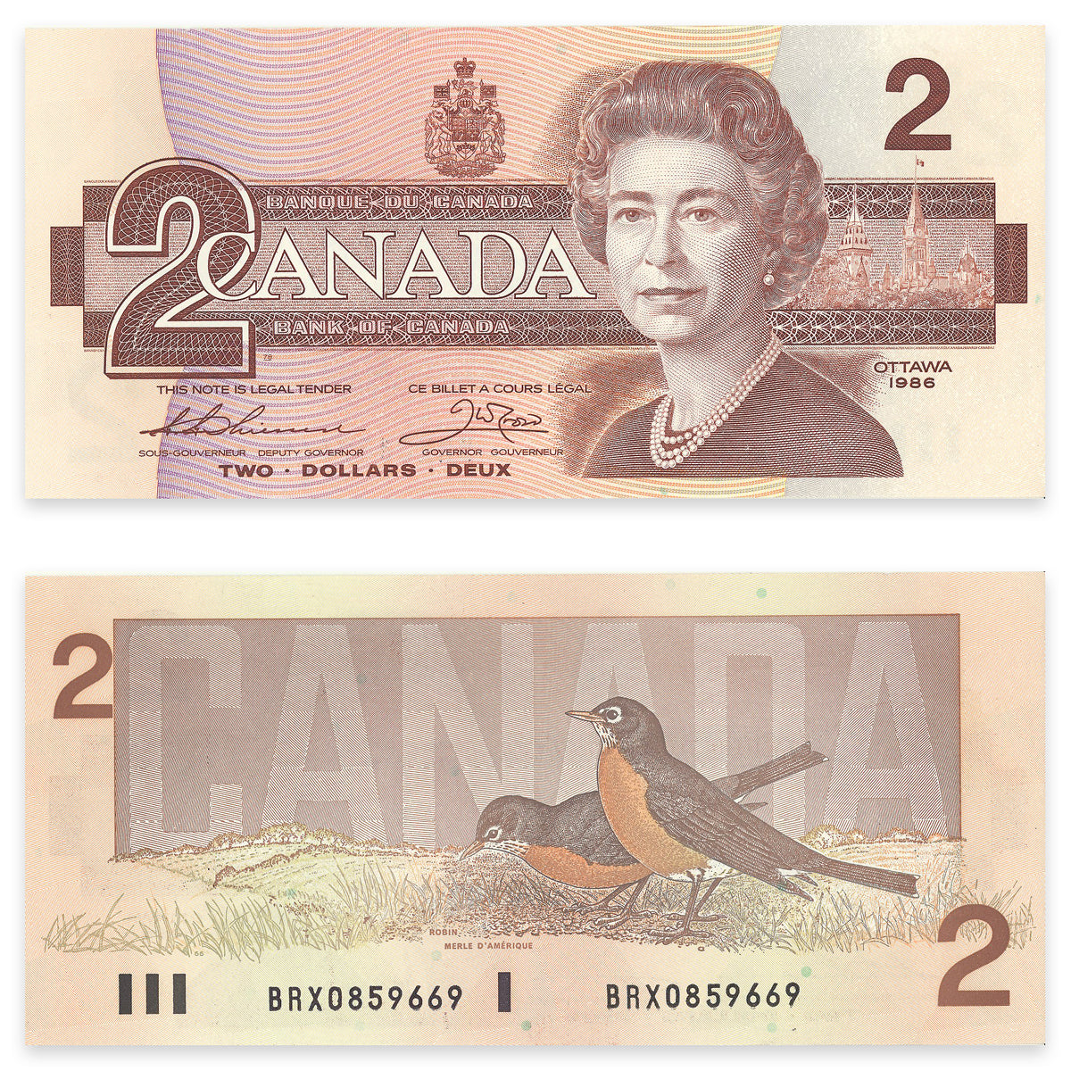 $2 1986 BC-55cA Replacement Thiessen-Crow Prefix BRX0859669 CUNC-64