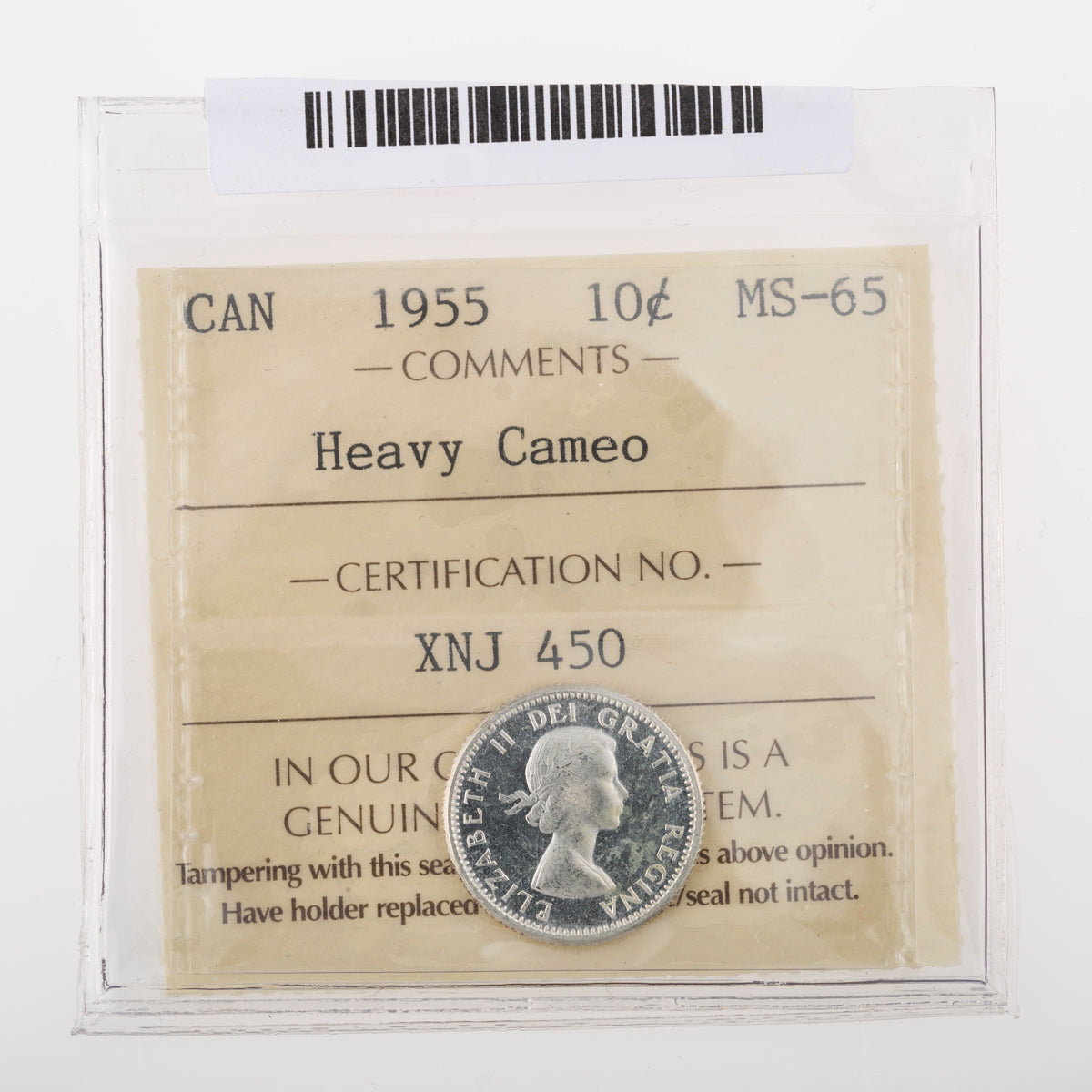 10 Cent 1955 Heavy Cameo ICCS MS-65