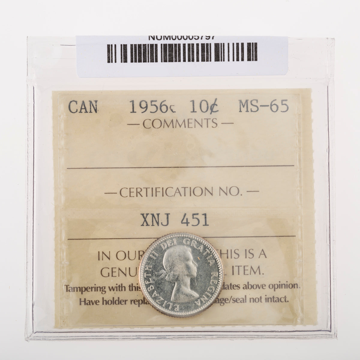 10 Cent 1956 ICCS MS-65