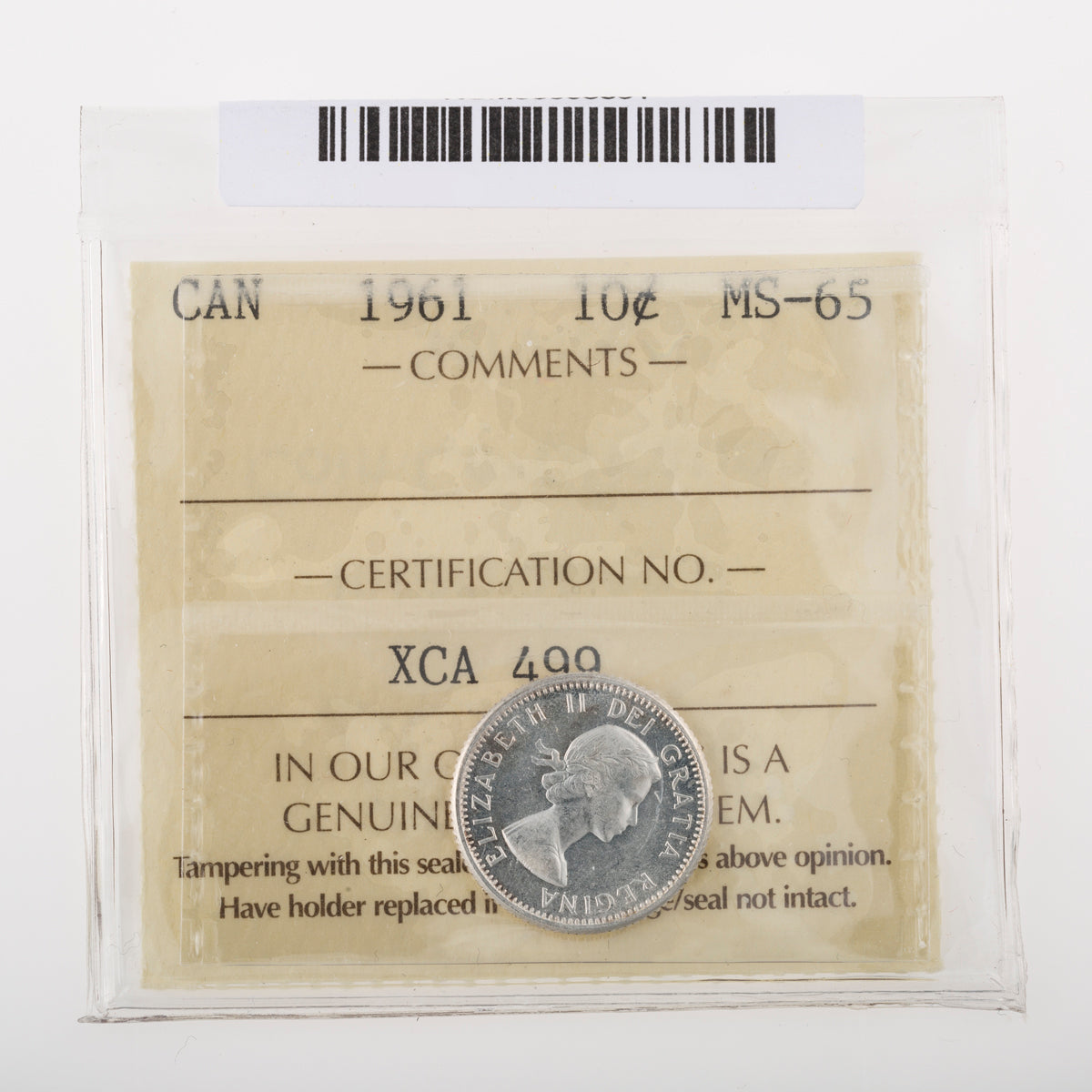 10 Cent 1961 ICCS MS-65