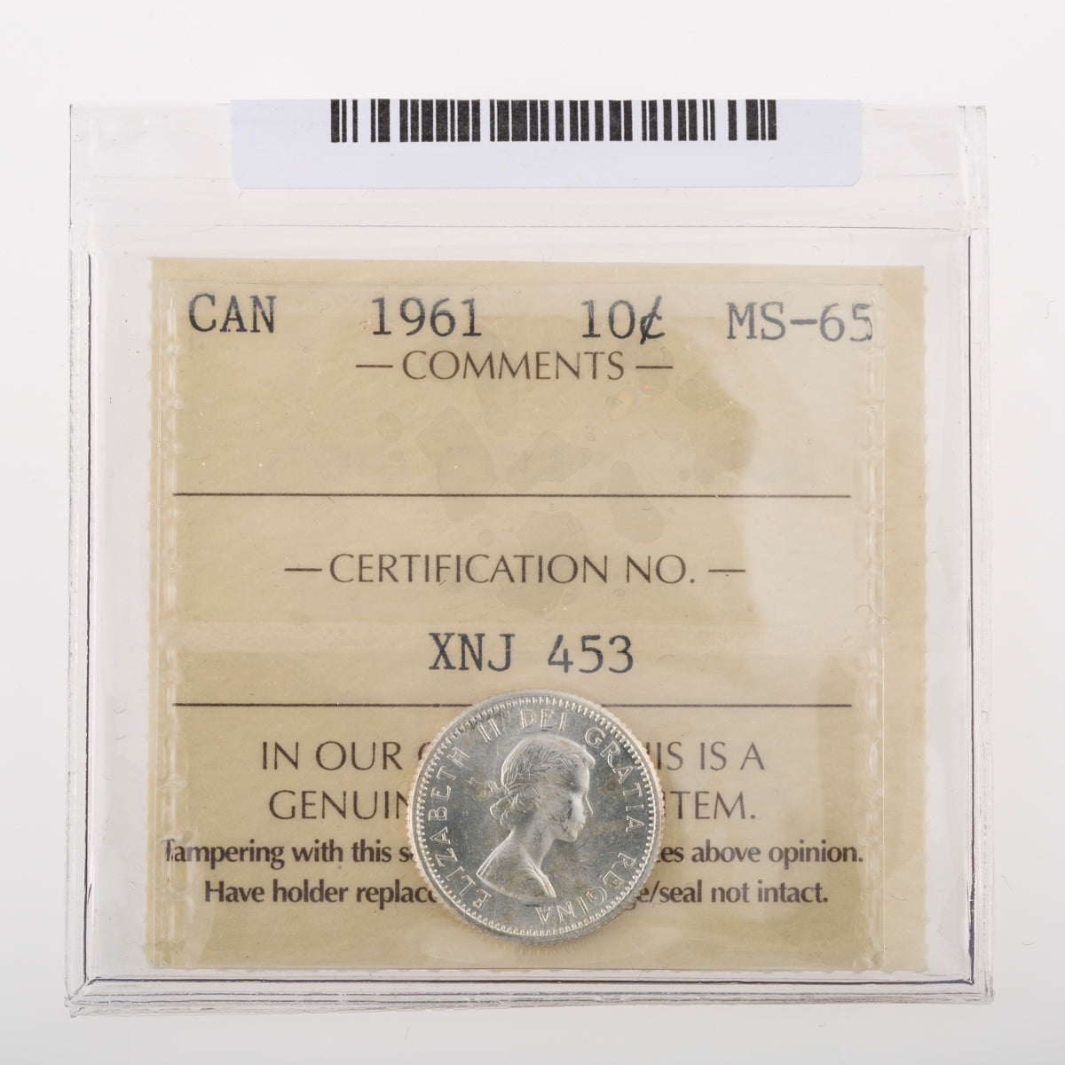 10 Cent 1961 ICCS MS-65