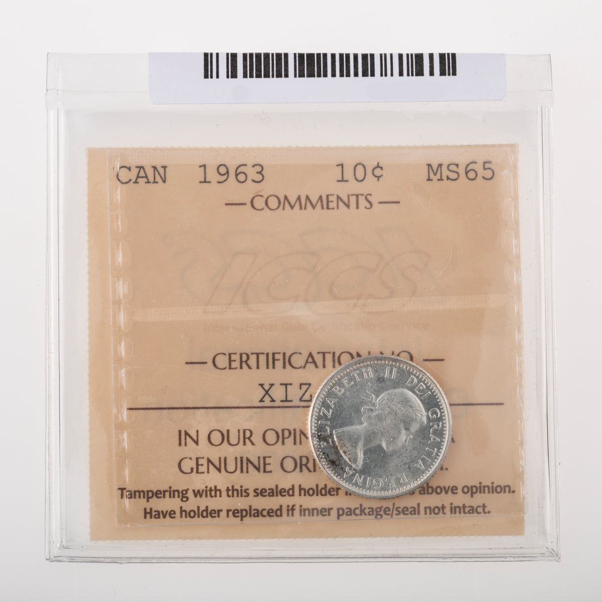 10 Cent 1963 ICCS MS-65